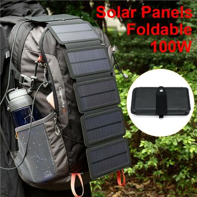 100W Saules panelis Salokāms Ūdensizturīgs PV Power Bank Saules šūna Pārgājieni ar USB portu Āra tālruņa uzlādei Kāpšana Pārgājieni Kempings