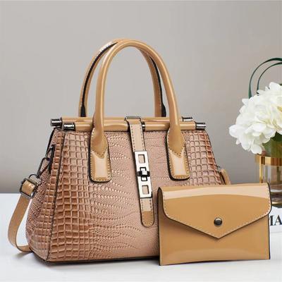 Bright Leather Two Piece Set Women's Bag 2024 New Women's Handbag with Wallet Large Capacity Ladies Crossbody Shoulder Bags
