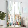 2 pcs   versatile polyester transparent curtains for home decoration Pastoral Theme with Egg Wreath for use in bedrooms and