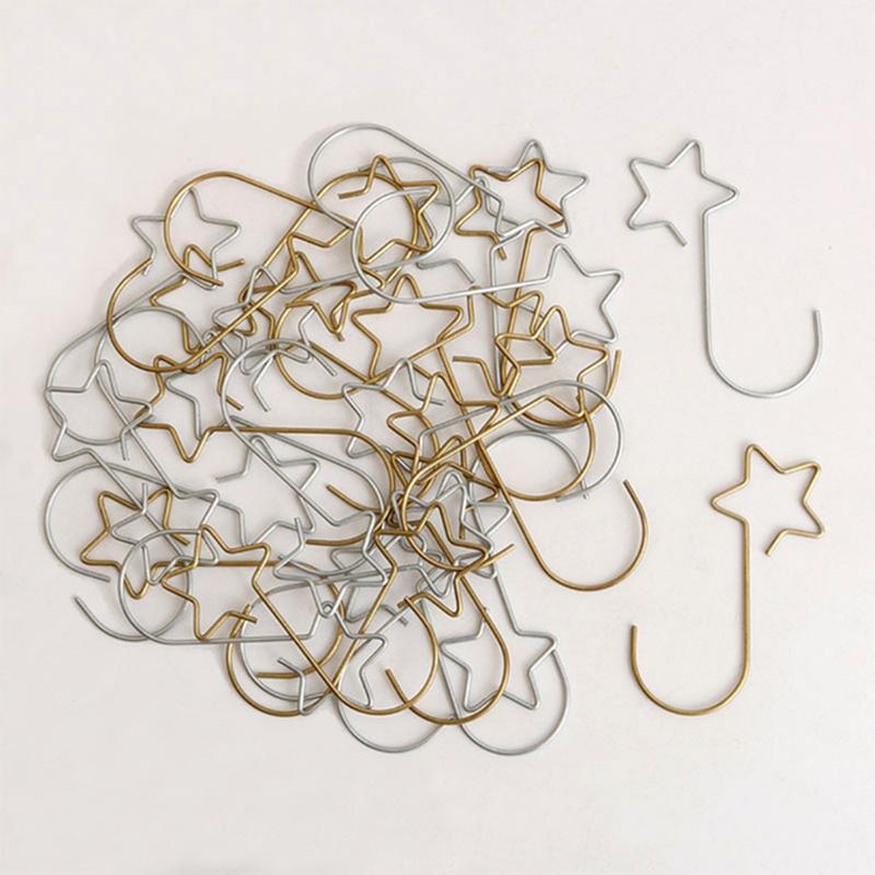 20 Pieces Metal Five-pointed Star Hooks S-shaped Xmas Tree Decors Hanging Pendant for Holiday Party Decor