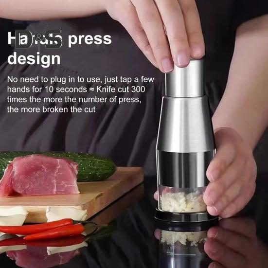 Garlic Press Stainless Steel Manual Garlic Crusher Chopper Mincer Efficient Onion Cutter for Nut Potato Tomato Time-Saving Kitchen Tool