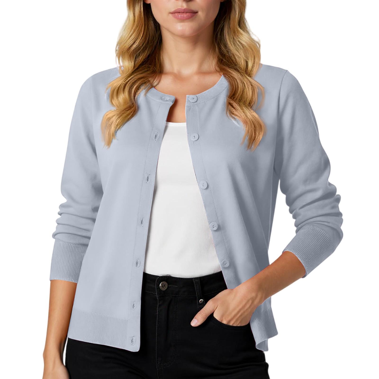 

Женский однотонный повседневный свитер с длинными рукавами, вязаный кардиган-куртка S