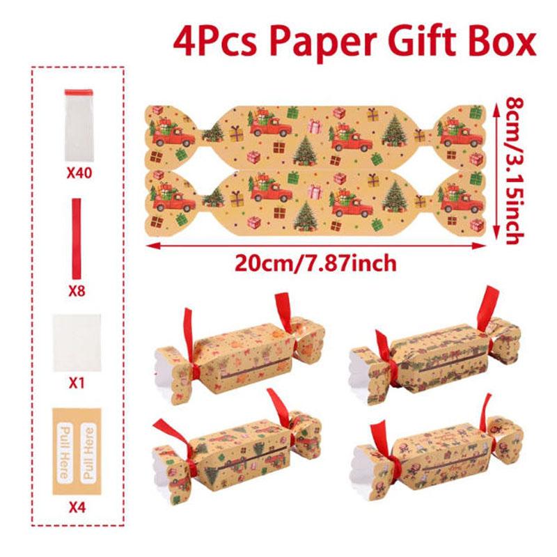 

4 шт. Рождественская копилка для денежного подарка, вытягиваемая, DIY Конфетные рождественские держатели для денег для наличных, Забавная коробка-сюрприз, подарочная коробка для денег с 40 прозрачными пакетами Set C