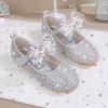 2025 Spring & Autumn Rhinestone Princess Shoes: Soft Sole Baby Bow Leather