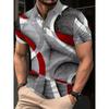 Men's Geometric Button Polo Shirt, Golf Shirt, Short Sleeved Polo Shirt Collar, Casual Vacation - Suitable for Daily Wear