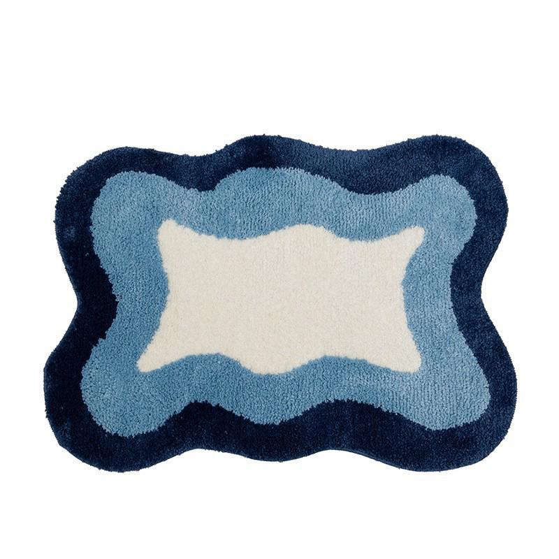 Tappeto Antiscivolo in Imitazione Cashmere dalla Forma Irregolare per Bagno e Ingresso