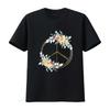 Floral Peace Sign Watercolor Bohemian Hippie Clothing Womens T Shirt Black 2X Large Vintage Washed Graphic Unisex Breathable