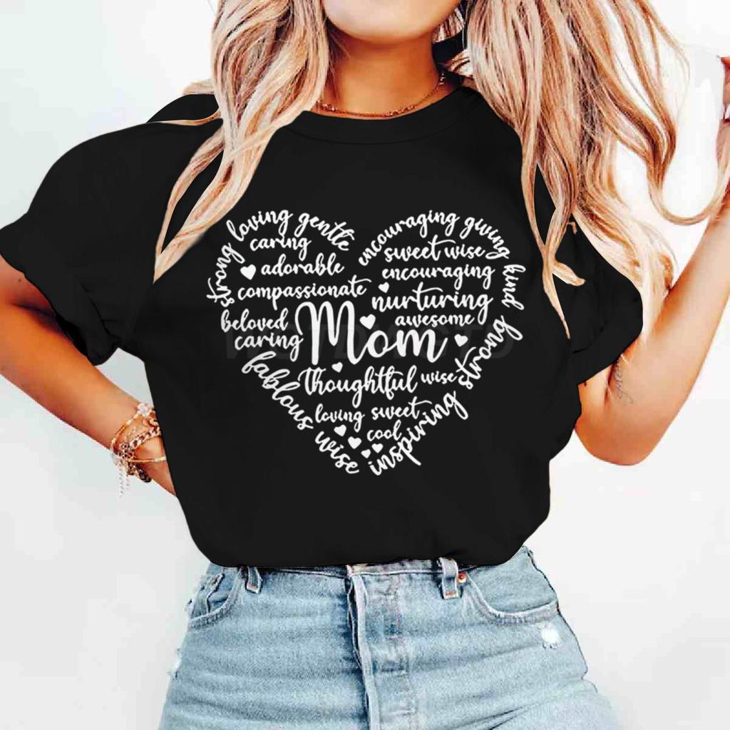 Praising Moms Quotes Printed T Shirts Unisex Summer Short Sleeve Fashionable Mother Plot Gift Female Tees Graphic Mama Y2k Tops