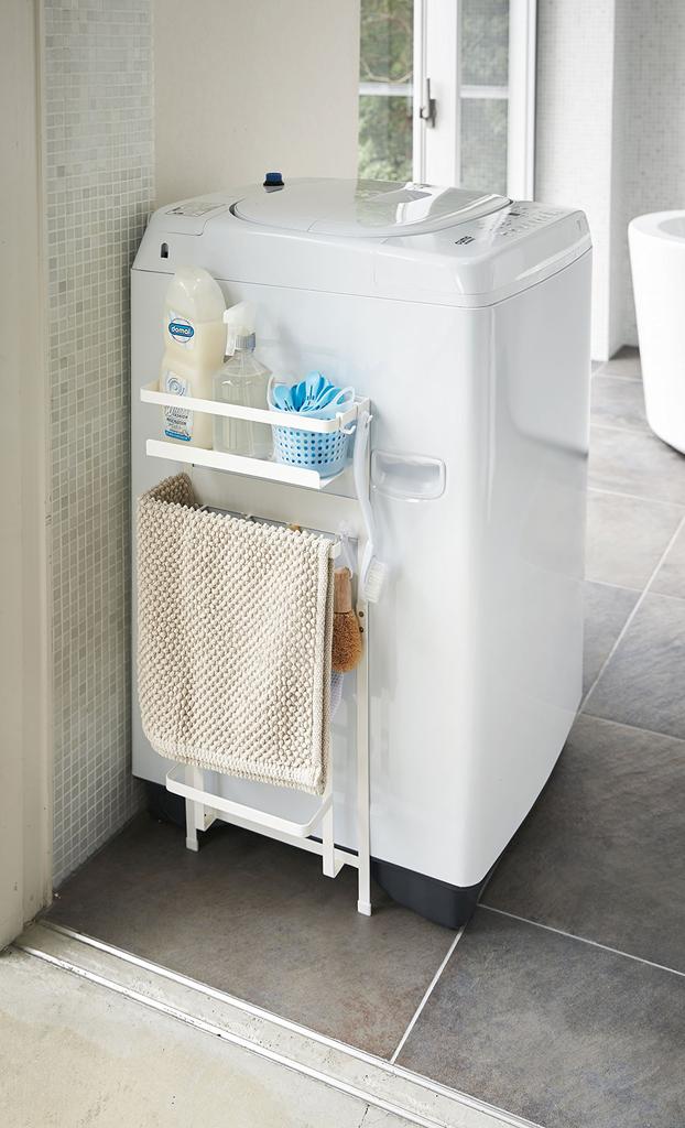 Yamazaki Magnetic Storage Rack for Next to Washing Machine, White, Approx. W28 x D11 x H67cm, Plate, Laundry Rack, Laundry Storage, 3309