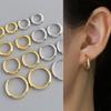 (Pár)P1322W Stříbro 925 Kulatý kroužek Piercing Náušnice na jedno kliknutí
