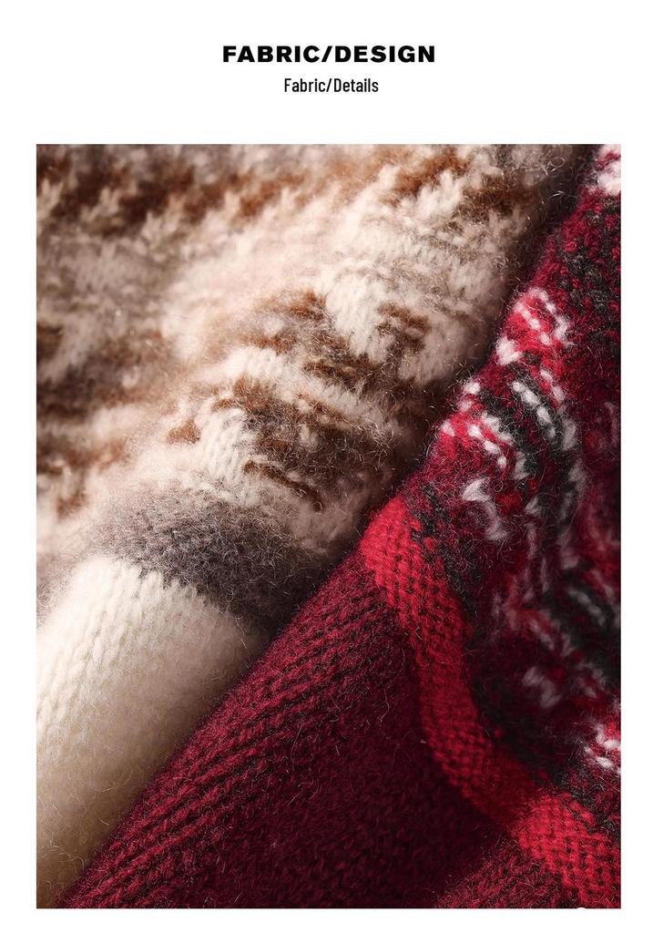 2025 Autumn/Winter 100% Wool Fair Isle Thick Cashmere Cardigan Sweater – Small Fragrance Style