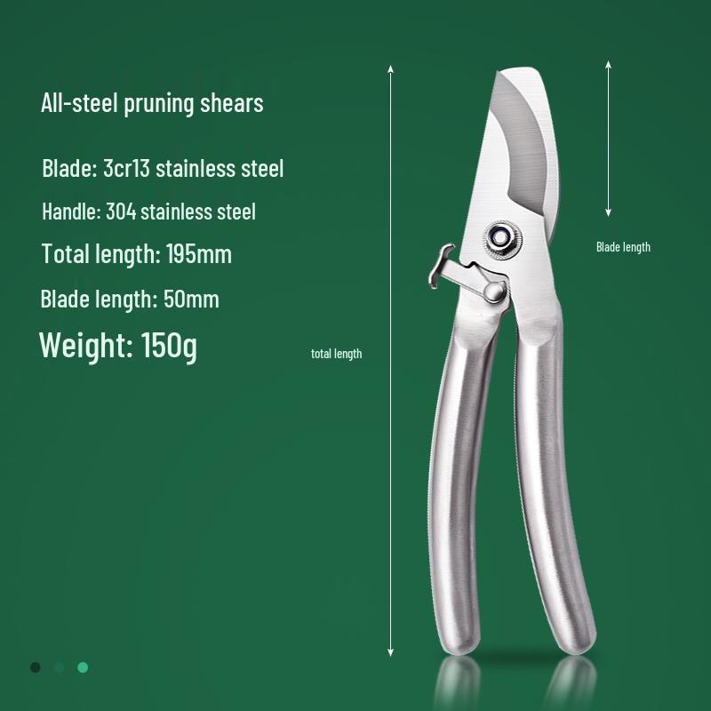 

304 Stainless Steel Pruning Shears for Garden & Floral Use - Powerful All-Steel Scissors for Cutting Branches