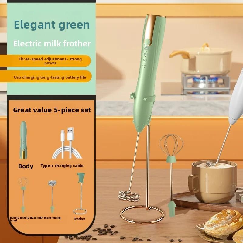 Portable Electric Milk Frother USB Egg Beater Hand Coffee Whisk Rechargeable Foam Mixer Home Kitchen Milk Frother Foaming