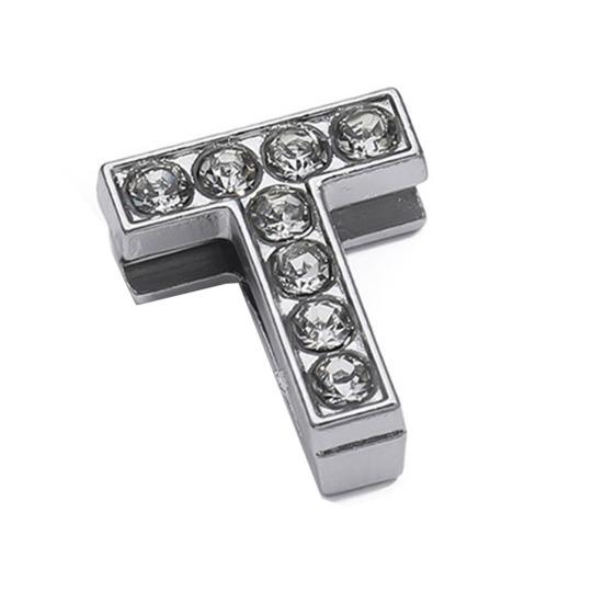 Rhinestone Letter Beads Alloy A To Z Charms Slide Letter Charms Small Spacer Beads for DIY Jewelry Making Keychain Cell Phone Chain Bracelet Craft