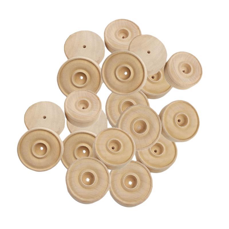 

50pcs Round Wooden Small Wheels Toy Accessories DIY Handmade Crafts Supplies for Kids Children