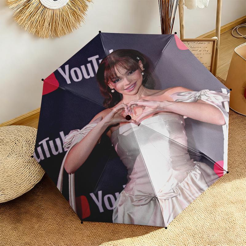 1pc Ayliva Exquisite Poster Art Umbrella Portable Folding Umbrella Iron Frame Hole Bone Structure Outdoor Home Umbrella