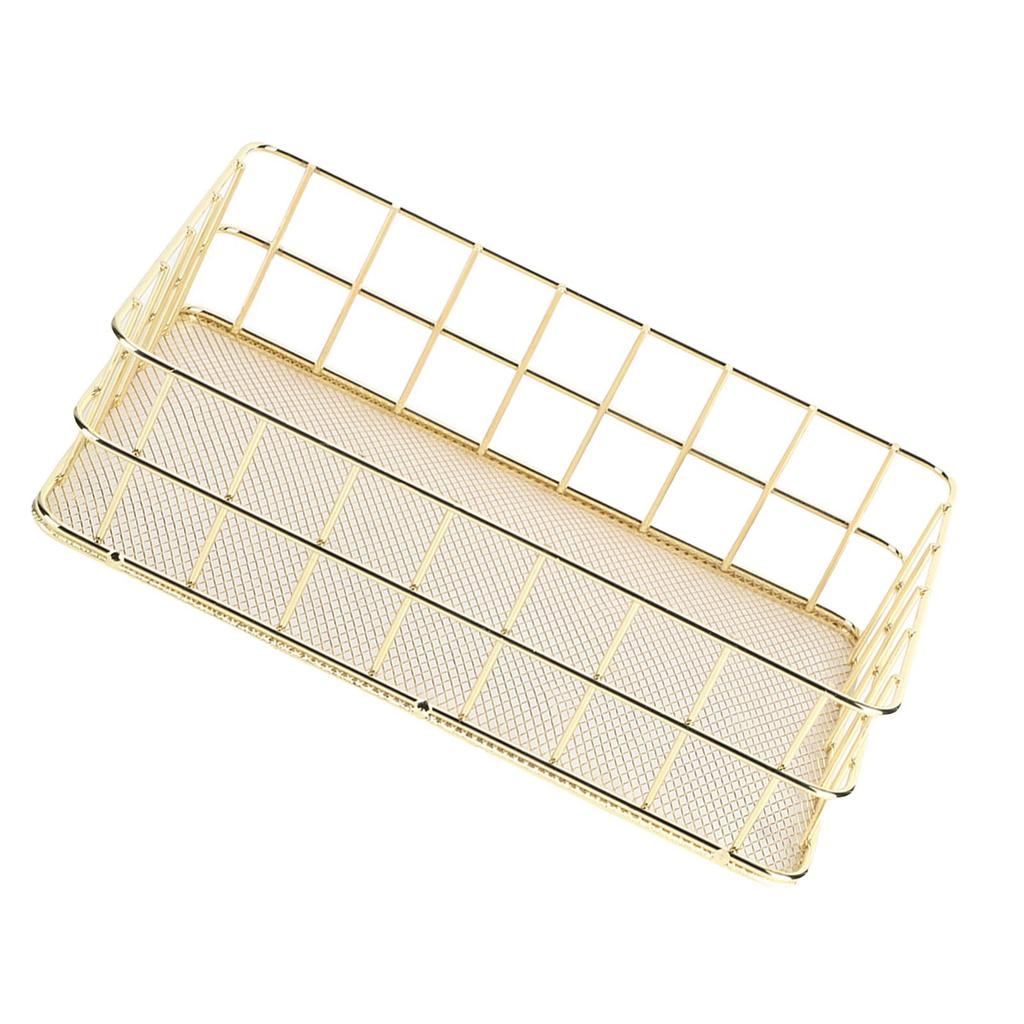 Coș de Depozitare din Fier Auriu Multifuncțional din Plasă Metalică Organizator de Depozitare pentru Birou pentru Acasă