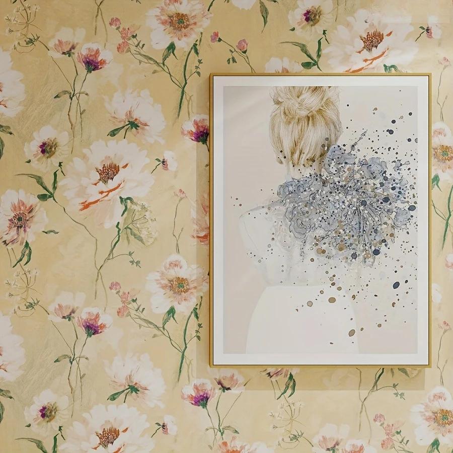 Rural Flower Self-adhesive Wallpaper Waterproof Moisture-proof Wall Sticker Retro Style Bedroom Living Room Decoration Wallpaper