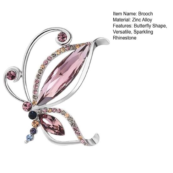 Butterfly Brooch Dazzling Rhinestone Inlay Zinc Alloy Pin Suits Coats Sweaters Scarves Badge Outfit Accessory