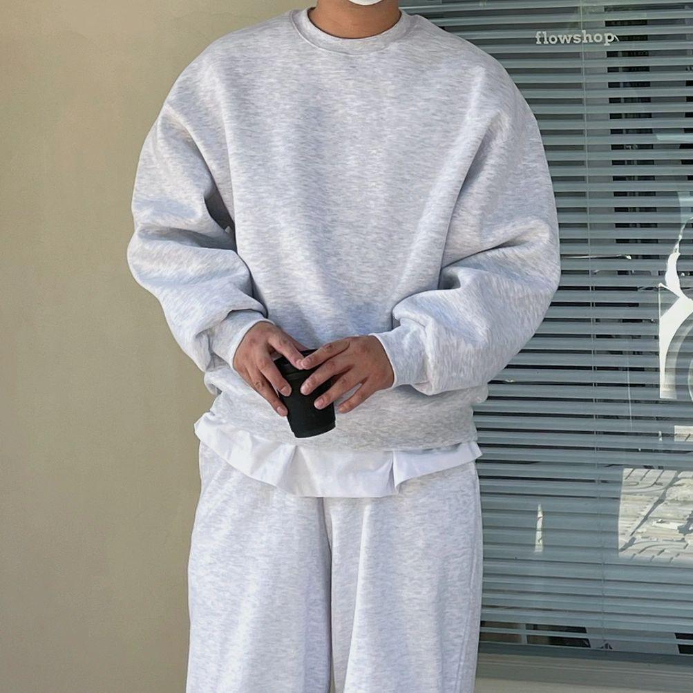Herren Graues Rundhals-Sweatshirt - Schweres Retro Casual Pullover für Frühling/Herbst