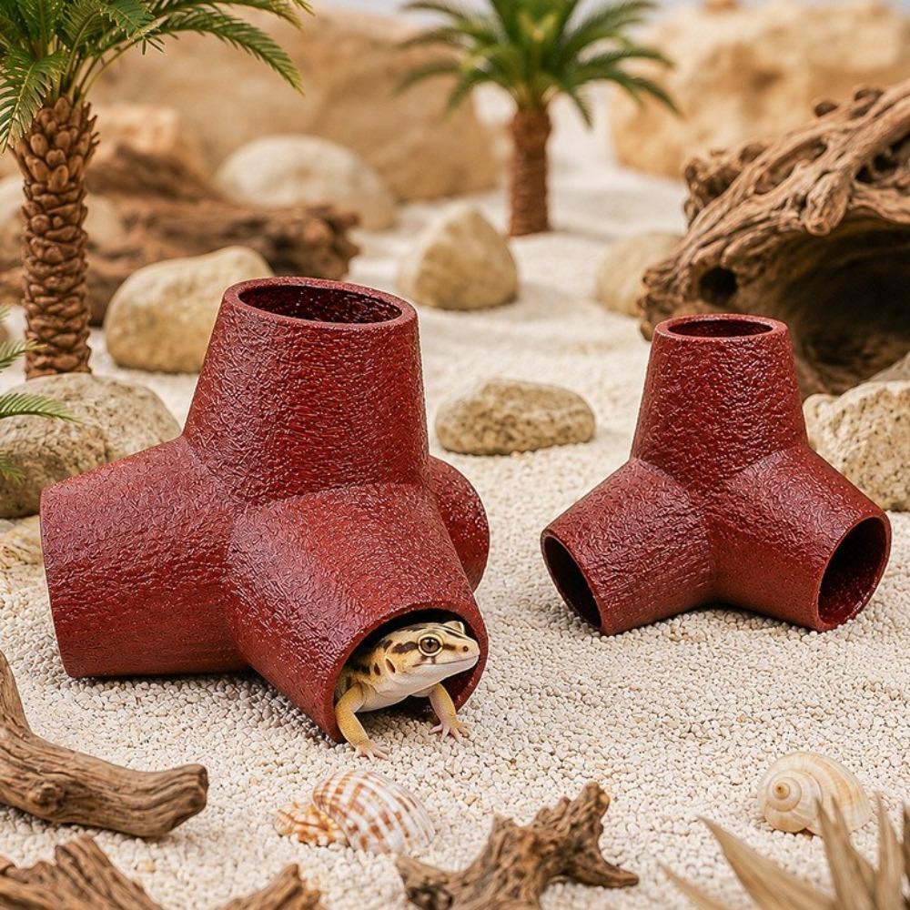 Plastic Reptile Tunnel Shelter Artificial Lizard Hideaway Cave Reptile Resting Cave Terrarium