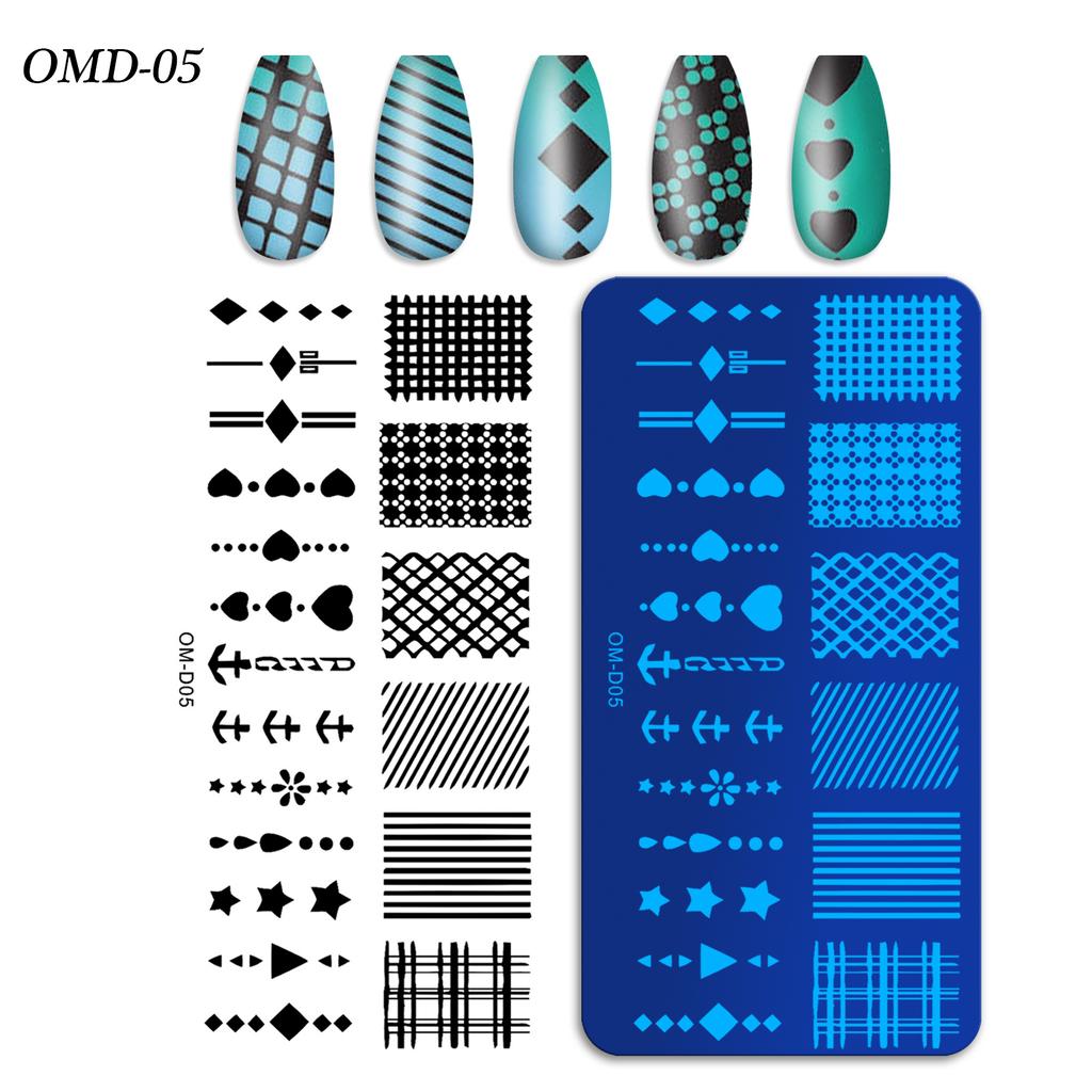 Nail Art Transfer Steel Plate, Rectangular Printing Oil Transfer Printing Steel Plate Blue Film Painted Board Omd Series