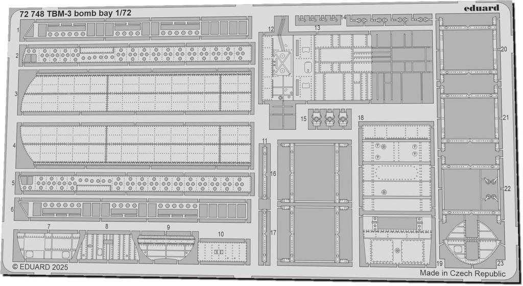 Eduard 1/72 TBM-3 Bomb Bay Etching Parts (for Hobby Boss) Plastic Model Kit Parts EDU72748 (Airplane)