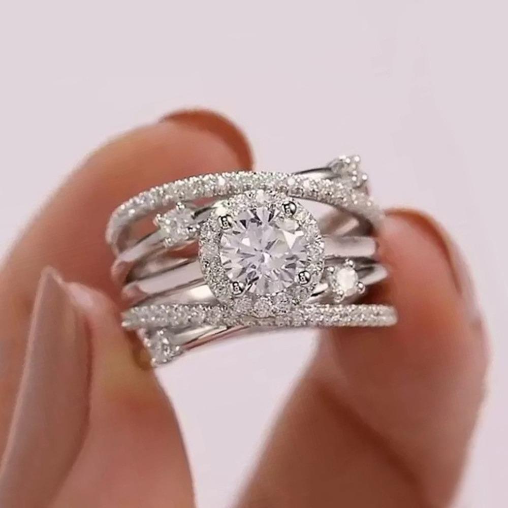 

Trendy Multi Loop Zircon Rings for Women Stylish European American Design Fashion Jewelry no. 6