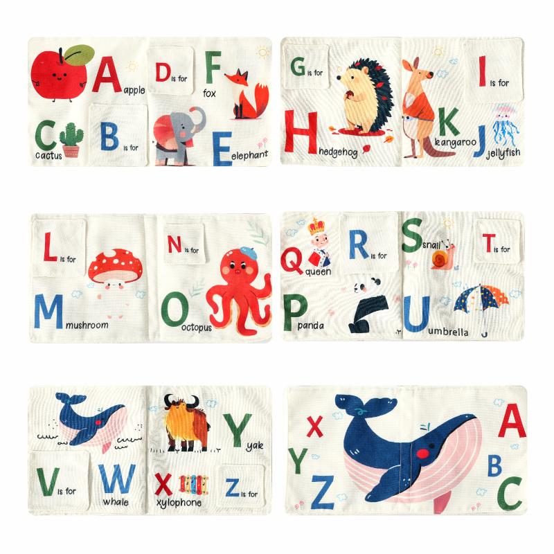 PQT2412 Custom CE Certified Soft Stuffed Interactive Cloth Book for Kids Early Learning Teether Book with Touch & Feel for Baby