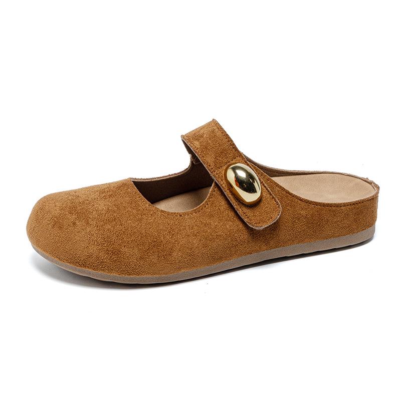 Versatile Women's Closed-Toe Retro Mules with Thick Soles - 2026 Spring Slip-On Casual Shoes