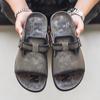 Fashion New Trend Leather Slippers for Men Outdoor Beach Sandals Fashion Designer Men's Half Drag Comfort ummer Slides Wading Aqua Shoes