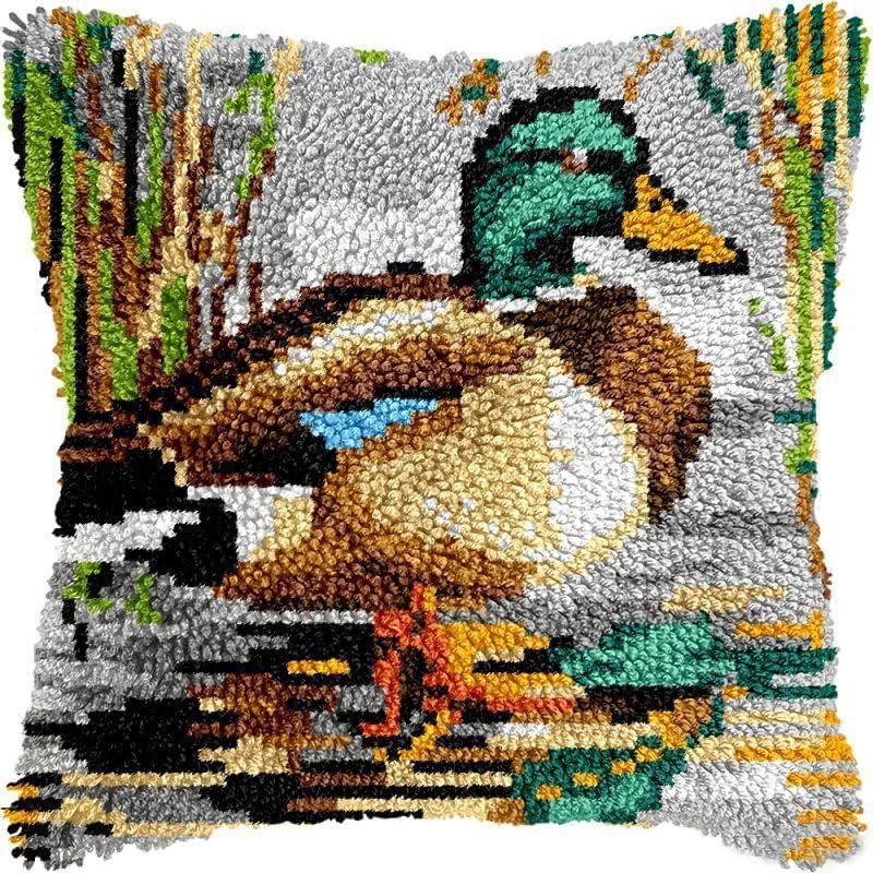 Diy Latch Hook Duck Rabbit Cushion Pillowcase Canvas Crocheting Carpet Embroidery Pillow Latch Hook Kit Knitted Knot Carpet Deco