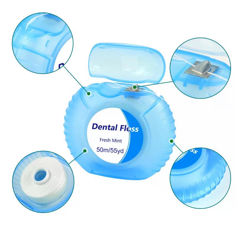 1 Rolo 50m Fio Dental Higiene Bucal Limpeza dos Dentes Fio Dental Encerado Sabor Menta Carretel Fio Dental Palito Limpador de Dentes