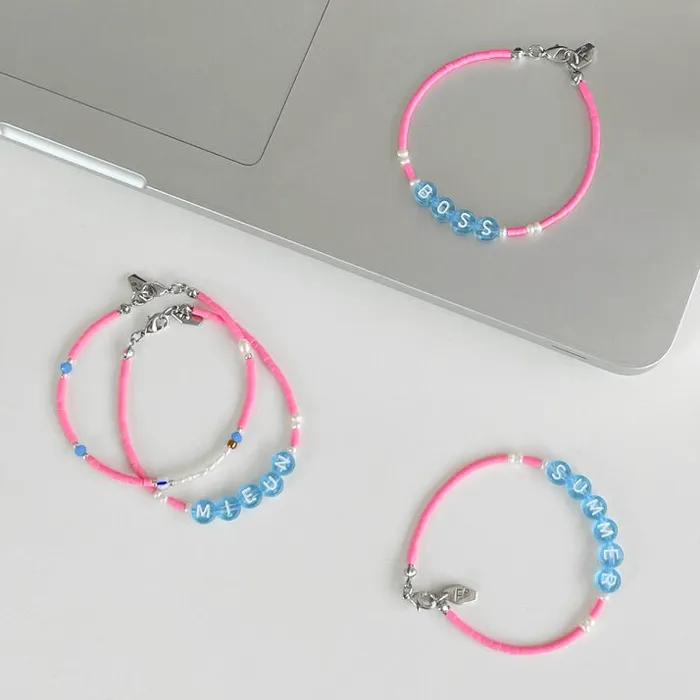 Initial Pink Pop Bracelet