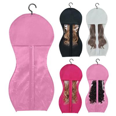 Non-woven Fabric Wig Storage Bag with Hanger Hair Extension Accessories Holder Portable Travel Dust-proof Zipper Wig Organizer Pouch
