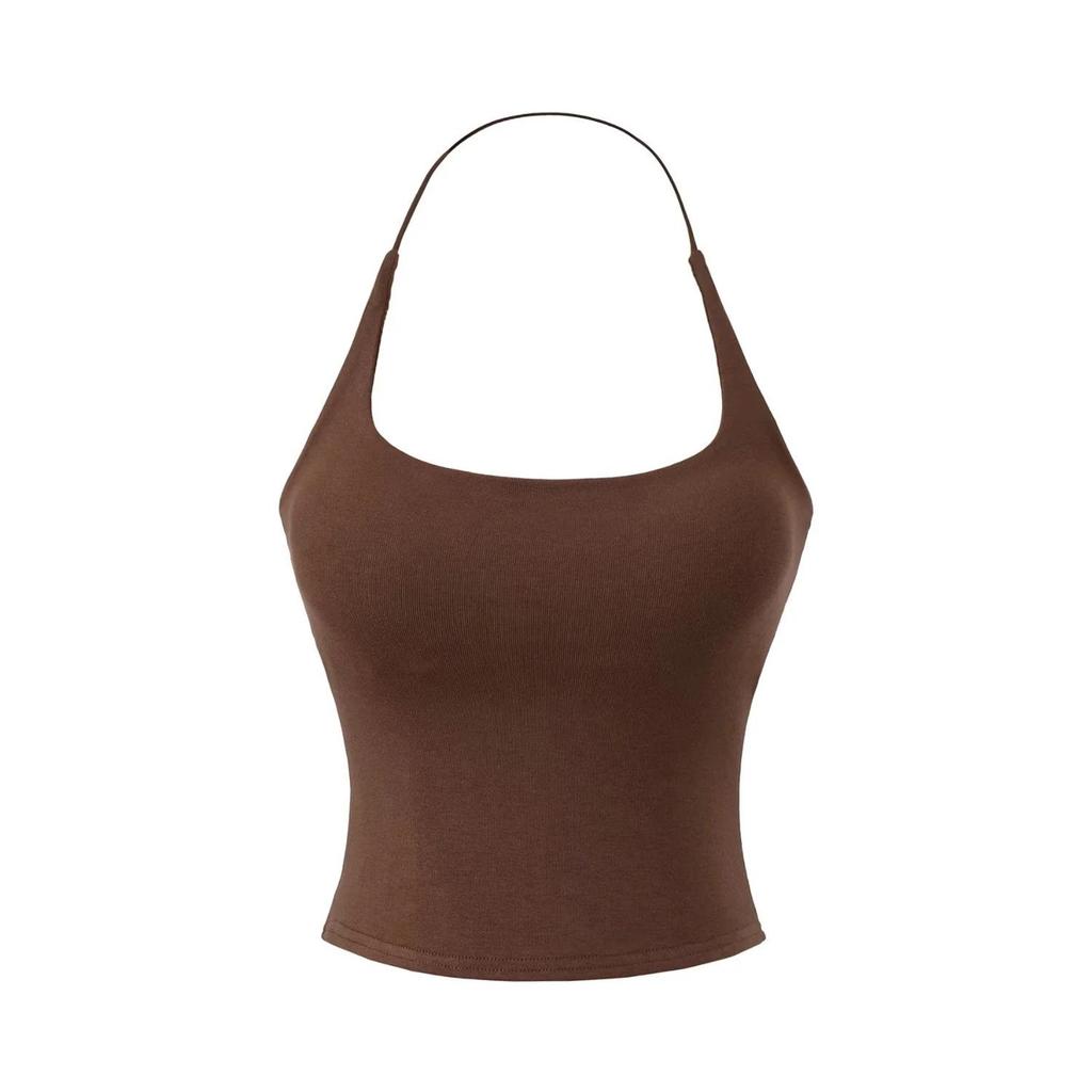Halter Neck Chest-Pad Vest Top with Long-Sleeve Flowing Collar Cover-Up - Women's Two-Piece Hot Girl Set
