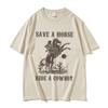 Peter Anor Save A Horse Ride A Cowboy Men's pattern print T-shirt Harajuku Retro Casual T-shirt 100% pure cotton Short sleeve
