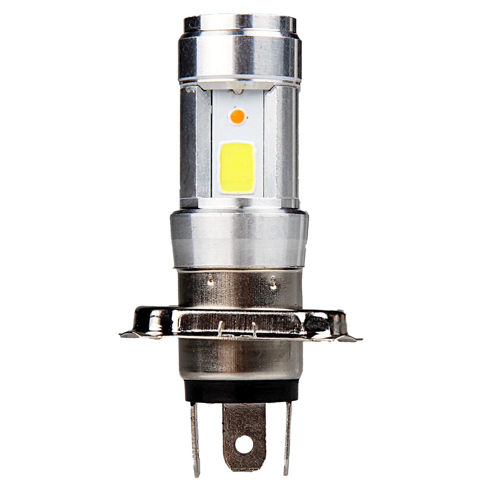 

H4 HI/LO-POOPEE Мотоциклетная светодиодная фара, 12 Вт DC9-85 В, чип Bridgelux COB, 1200 лм водонепроницаемая, высокая яркость, H4 белый