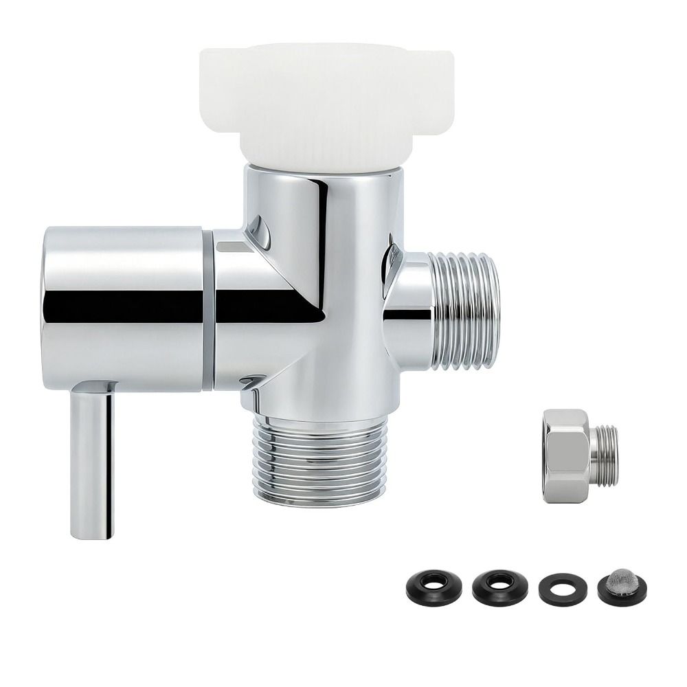 Chrome Finish Bidet T Adapter Solid Brass Tee Connector Premium Brass T Adapter  Handheld Toilet
