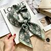 Commuter elegant flower silk scarf women's contrasting color retro printing satin scarf shirt with multi-purpose decorative small scarf