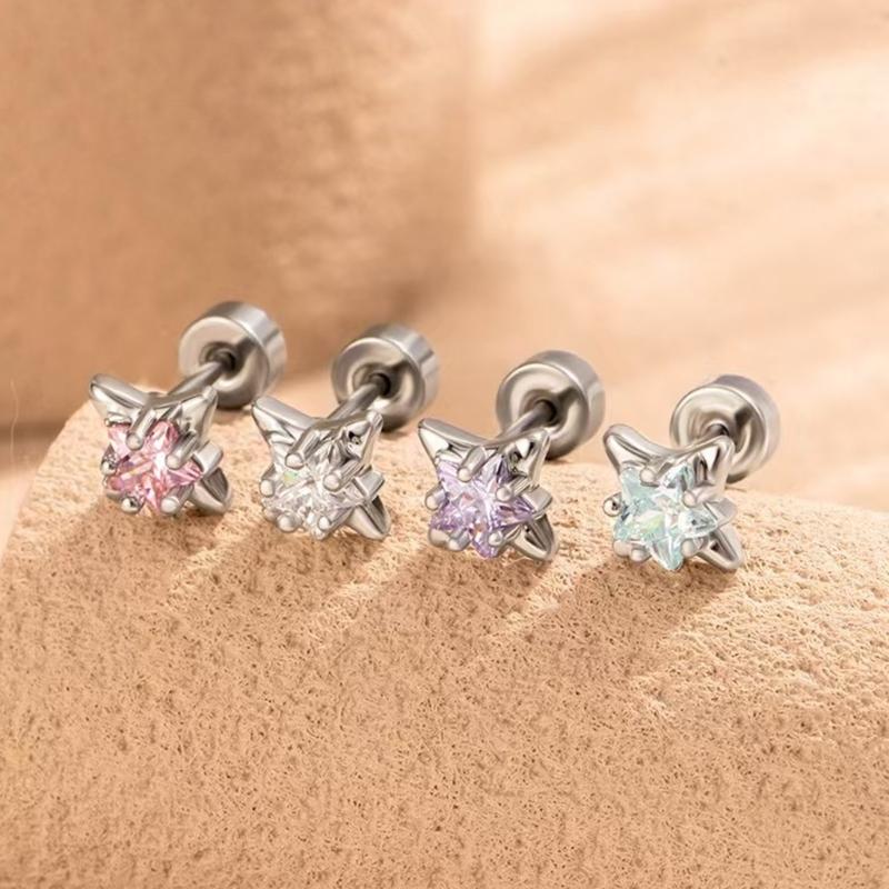 Edgy Yet Sweet Star Studs For Ear Cartilage Allergy Proof Stainless Steel Jewelry Everyday Wear