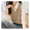 Navava Casual Two In One Stripe Long Sleeve Collar Shirt Nb1940