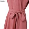 ZANZEA Women Elegant Casual V-Neck Solid Color Sleeveless Long Dress