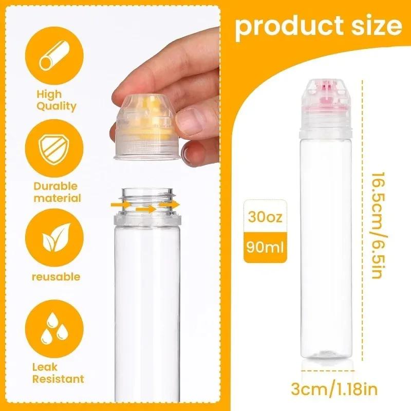 5/1pc Plastic Honey Squeeze Bottle Salad Dressing Dispensers Refillable Condiment Containers Flip Cap Syrup/Sauce/Oil Squeezable