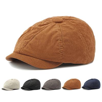 Männer Zeitungsjunge Mütze Frauen Frühling Herbst Achteckige Kappe Cord Baskenmütze Kappe