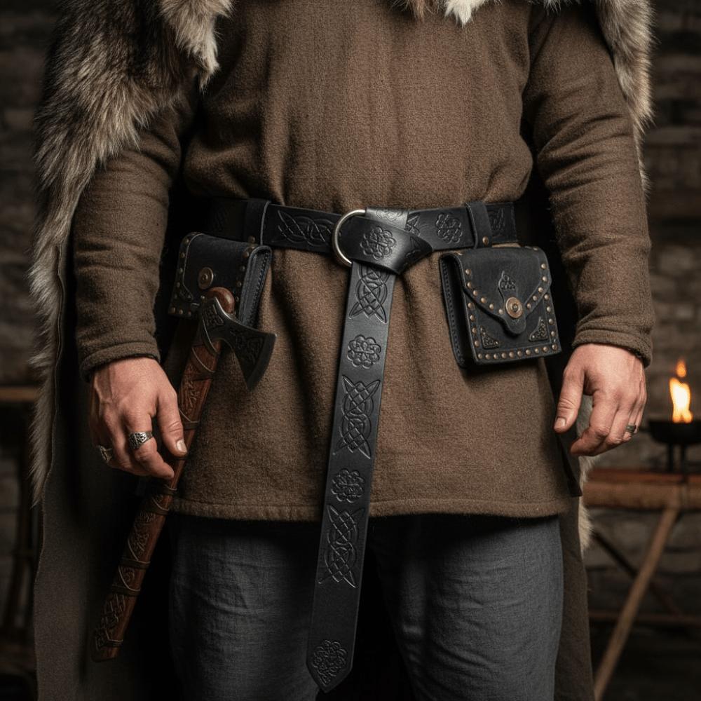 Embossed Viking Renaissance Belt Vintage Leather Medieval Waistband Retro Celtic Belt  Photo Pros
