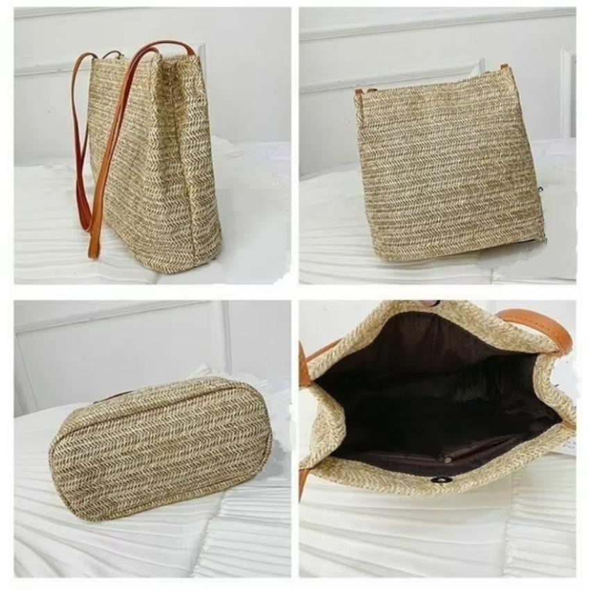Women Large Capacity Shoulder Bags Bohemia Straw Bag Woven Round Rattan Handbag Crossbody Summer New Leisure Beach Vacation