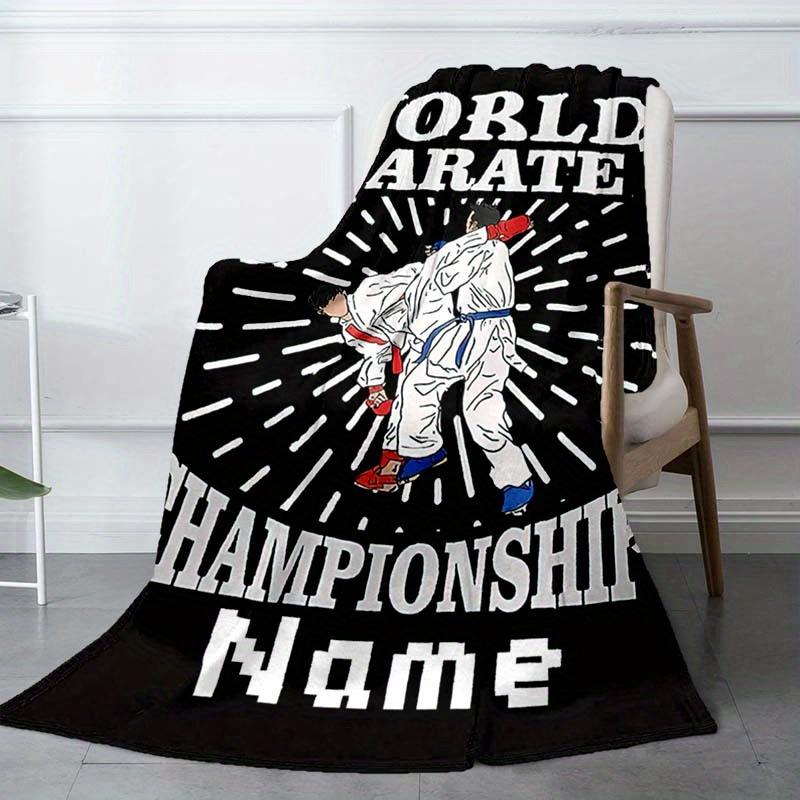 Taekwondo Competition Customize Your Name Blanket Warm Comfortable Soft Blanket For Chair Office Sofa Bed Sofa Office Camping Suitable For Gifting