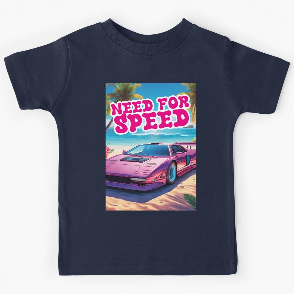 purple racing car, 80s, motorsport Kids T-Shirt 170