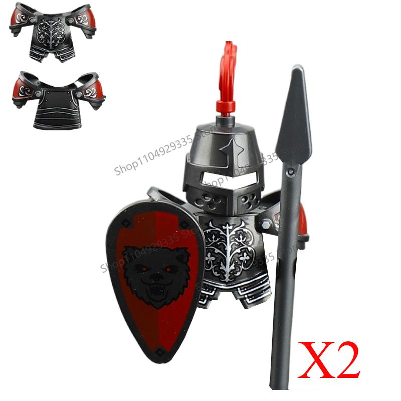 Medieval Military Soldiers Figures MOC Building Blocks Castle Black Eagle Wolf Octopus Griffin Ancient Knight Waffen Bricks Toys